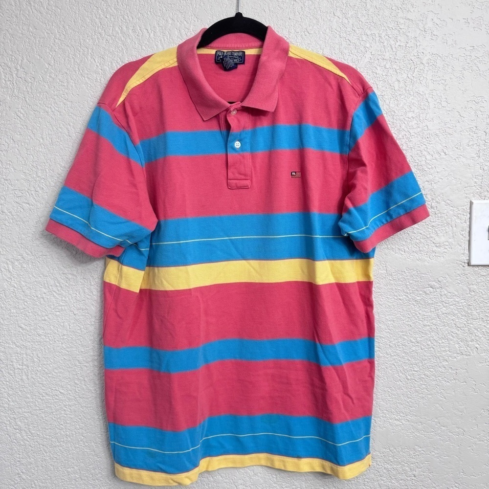 Polo Jeans Co Vintage Multicolor Stripe Knit Shirt Men’s L